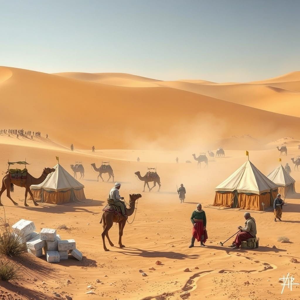 Saharan Oasis Under Siege in Sweltering Desert Landscape