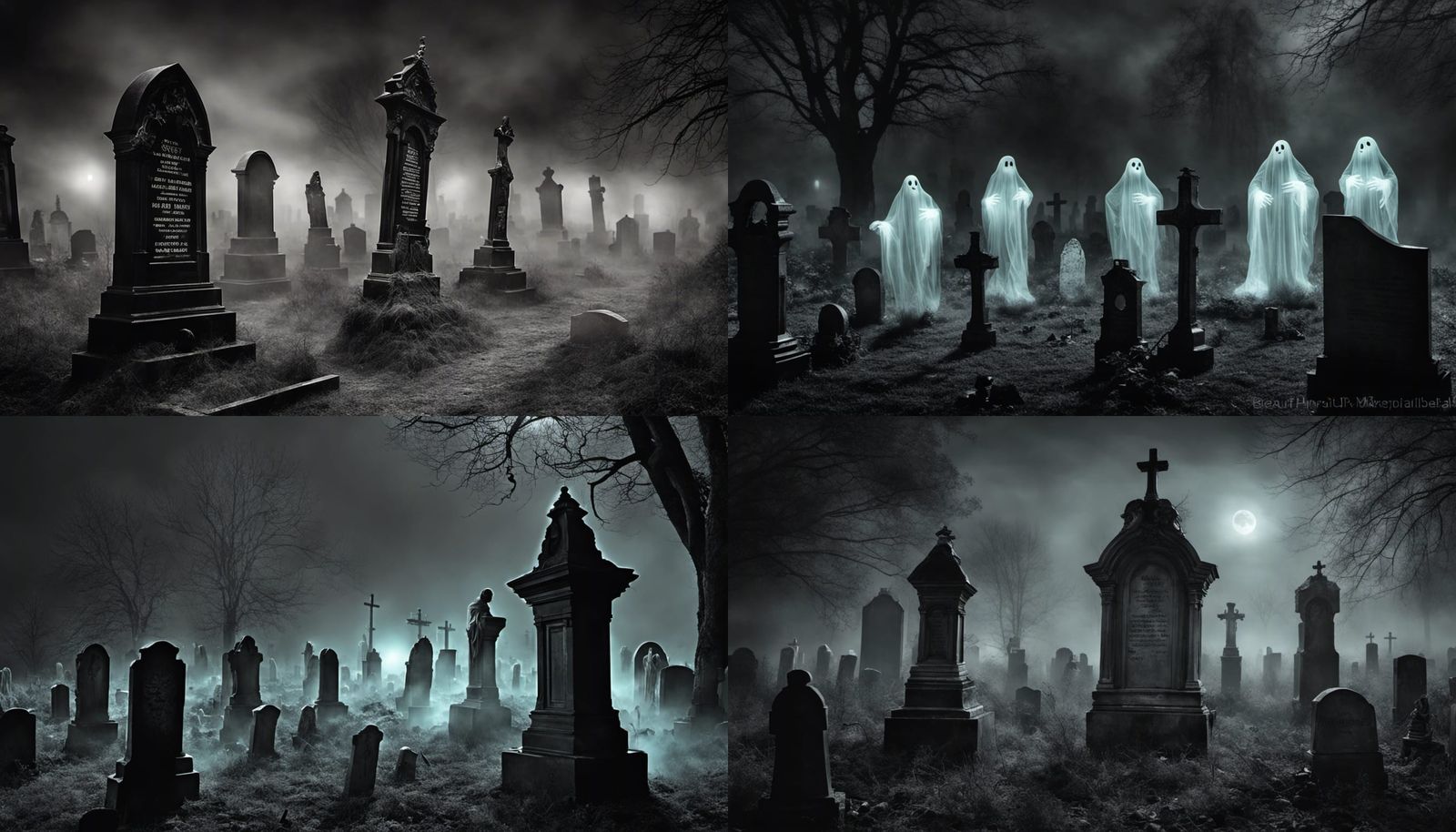 Bioluminescent Ghosts in Haunted Graveyard