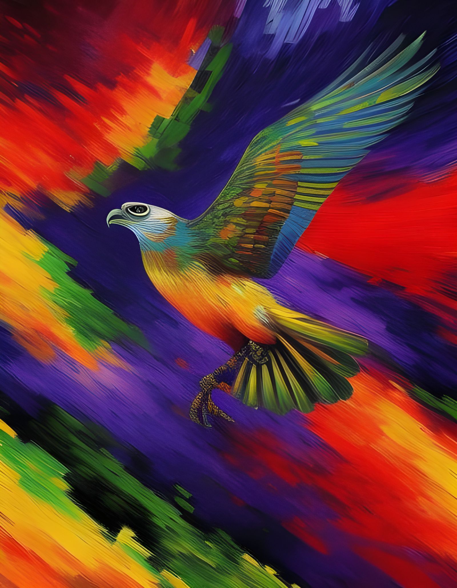 Cyberpunk Owl Impasto Digital Art