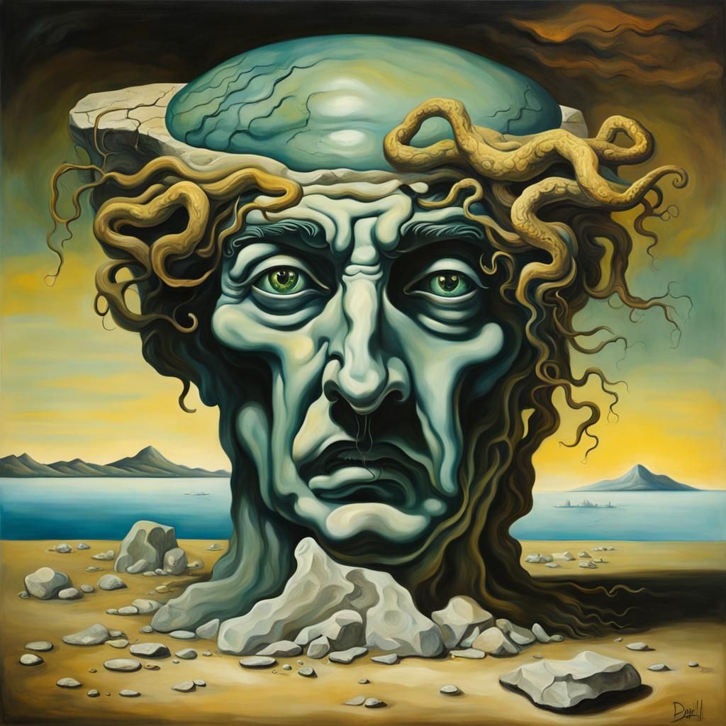 Medusa's Surreal Transformation: A Dali-esque Vision