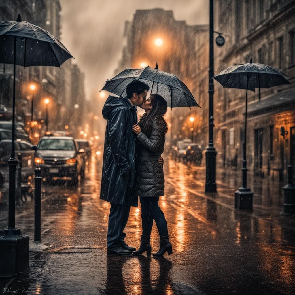 Kissing in the rain