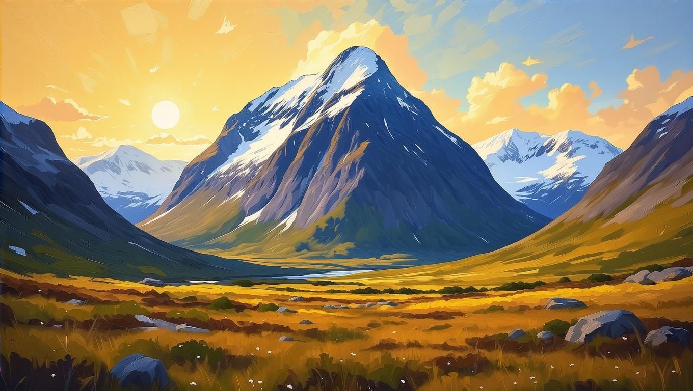 Norwegian Mountain Landscape in Vibrant Summer Colors