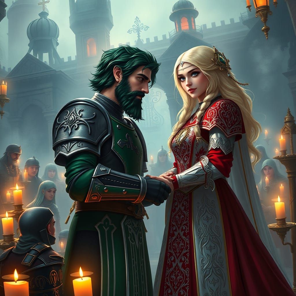 Mystical Wedding in a Neon Dreamscape