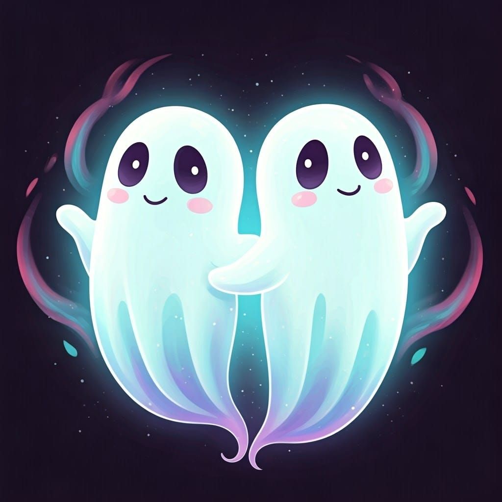 Playful Ghost Friends in Whimsical Style