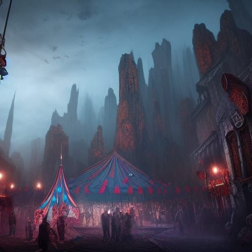 Fantastical Circus of the Dead: Detailed Matte Painting
