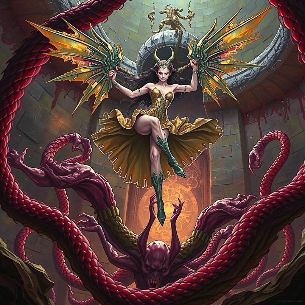 Golden Elf Dances in Escher-esque Labyrinth