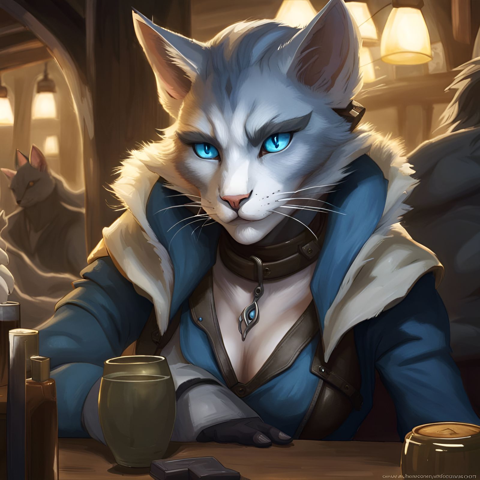 Tabaxi Rogue Gathers Tavern Intel: Digital Art
