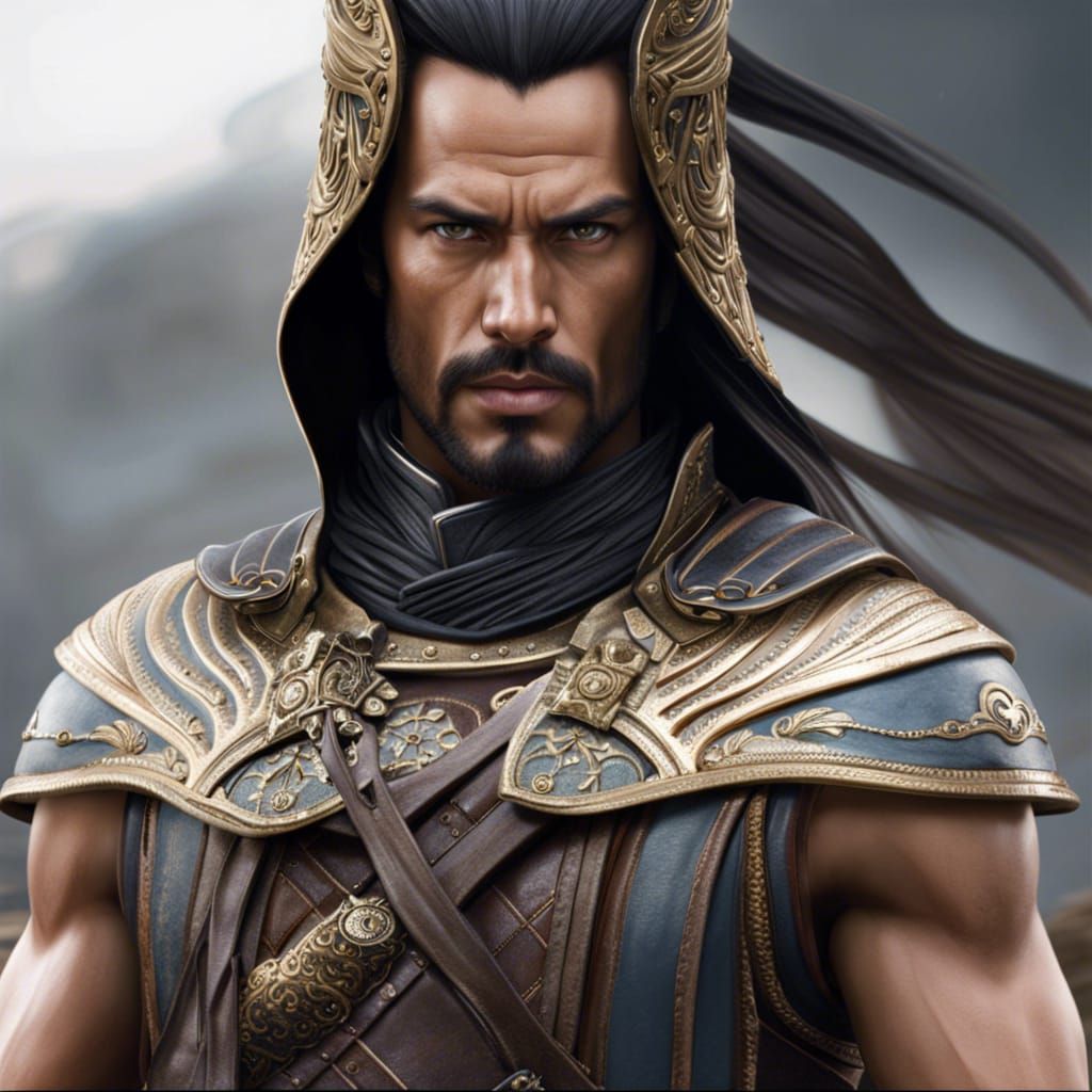 Handsome Assassin with Intense Gaze: Digital Fantasy Art