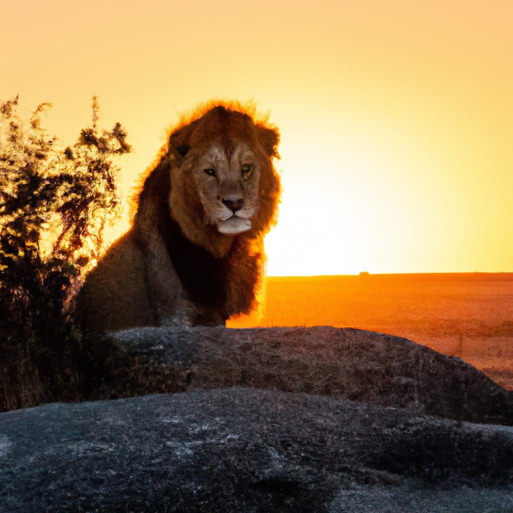 Golden Lion of the Sun-Kissed Savannah