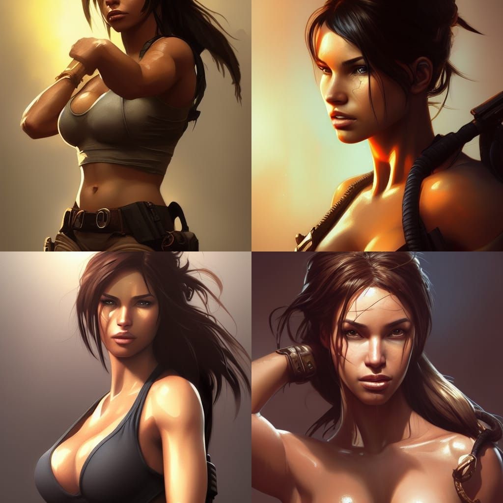 Lara Croft Portrait in Hyperrealistic Style