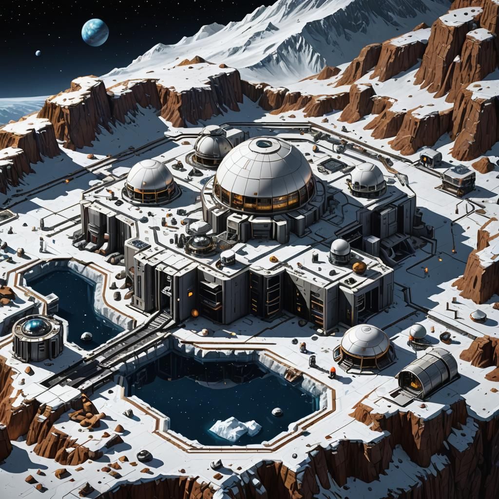 Isometric Pixel Art of Europa Terraforming Facility