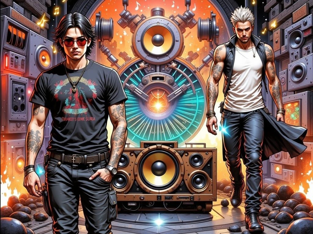 DJ in Vibrant Fantasy World with Glowing Lights