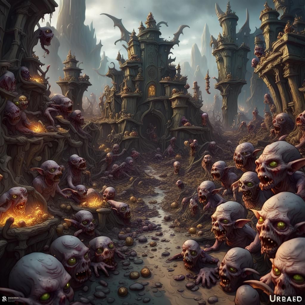Zombie Goblin Horde: Detailed Fantasy Concept Art