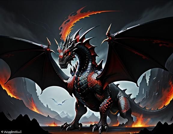 Fiery Dragon in Dynamic Fantasy Art Style