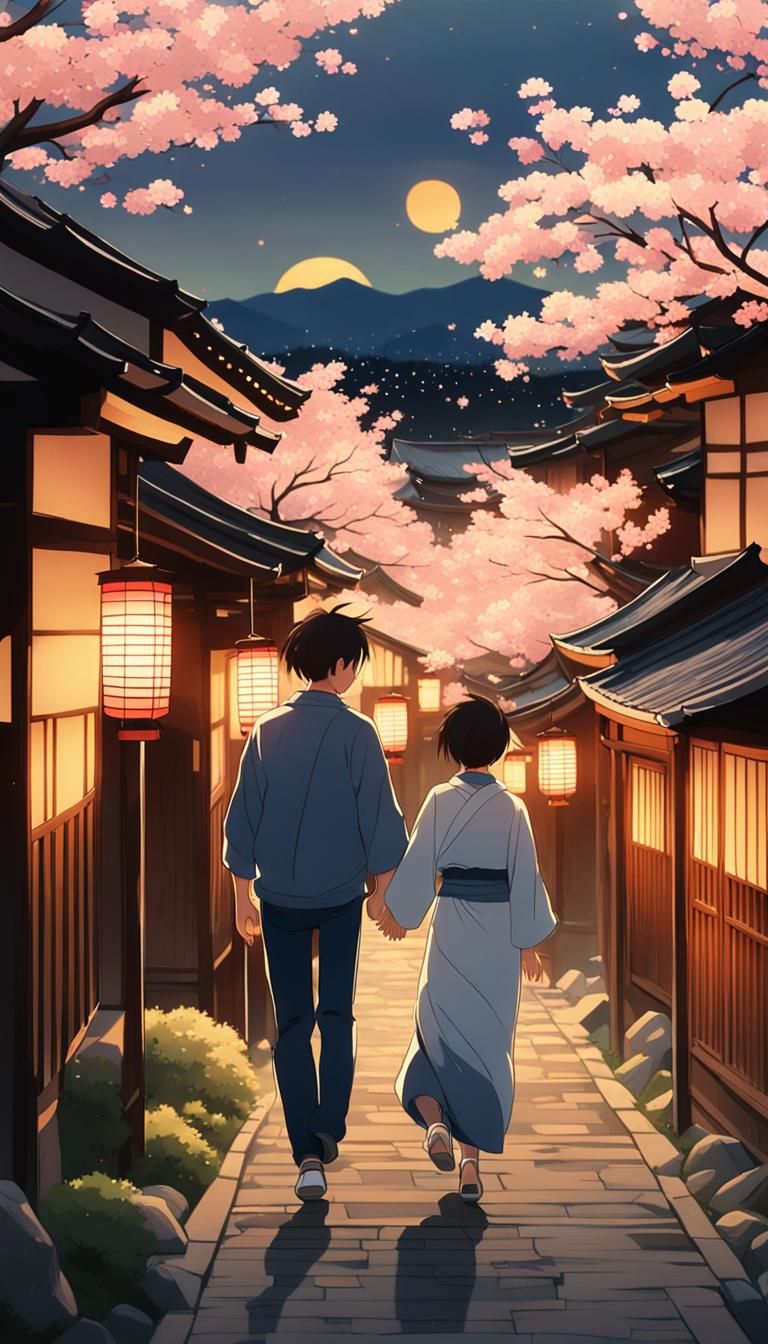 Kyoto Sunset: Romantic Moment in Golden Hour