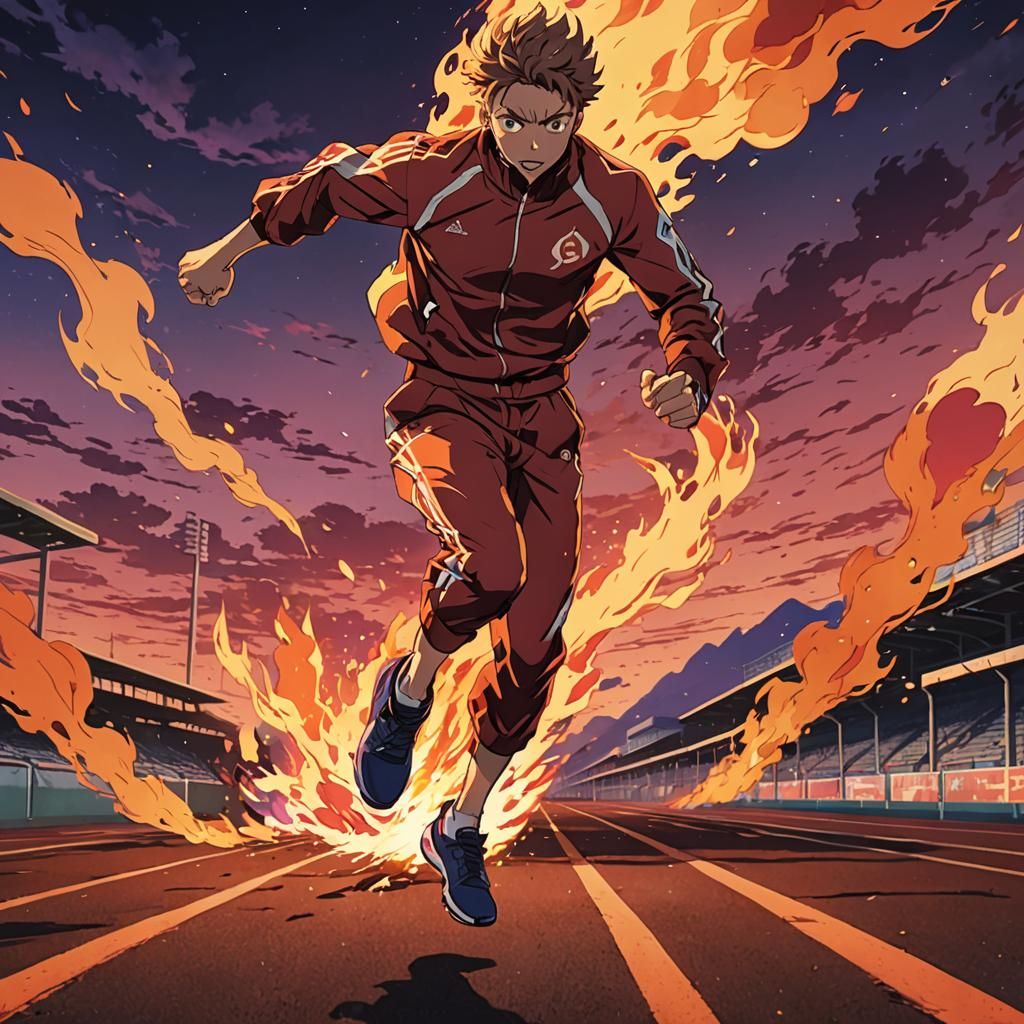 Anime Runner Ablaze: Dynamic Sunset Key Visual