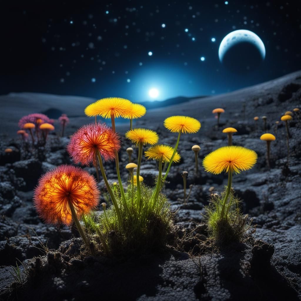 Magical Alien Flowers on the Moon: A Glowing Photograph