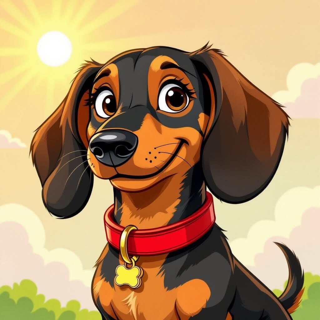 Cartoon Dachshund in Disney Pixar Style