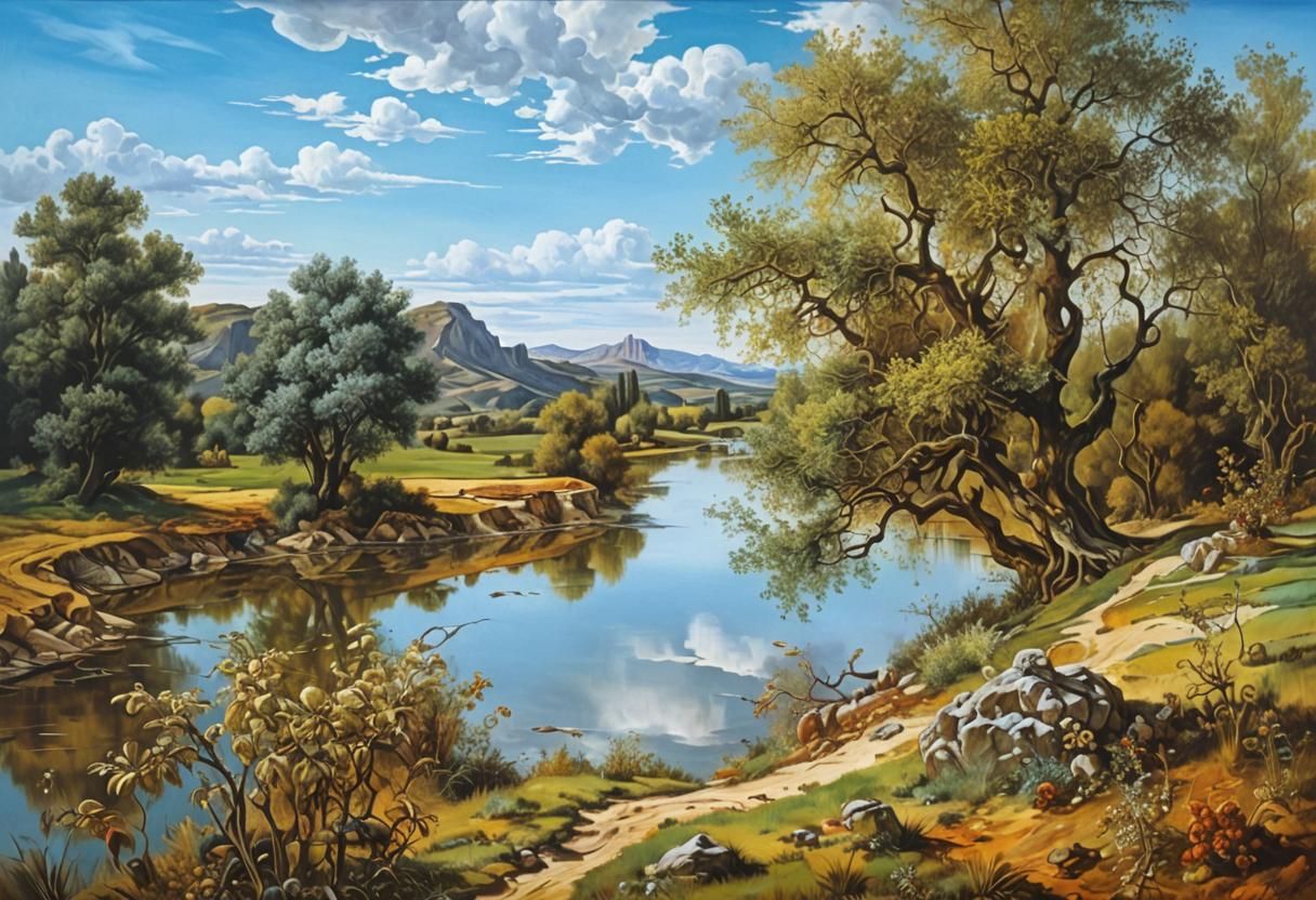 Surreal Rural Landscape in Salvador Dali Style