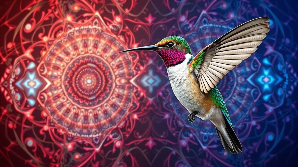 Surreal Fantasy Hummingbird Portrait in MC Escher Style