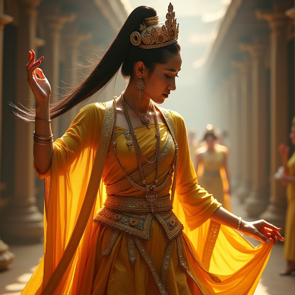 Burmese Folk Goddess Shingwa in Opulent Attire