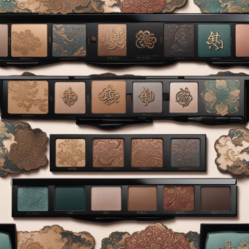 Chinese-Inspired Eyeshadow Palette: Ornate, Colorful Design