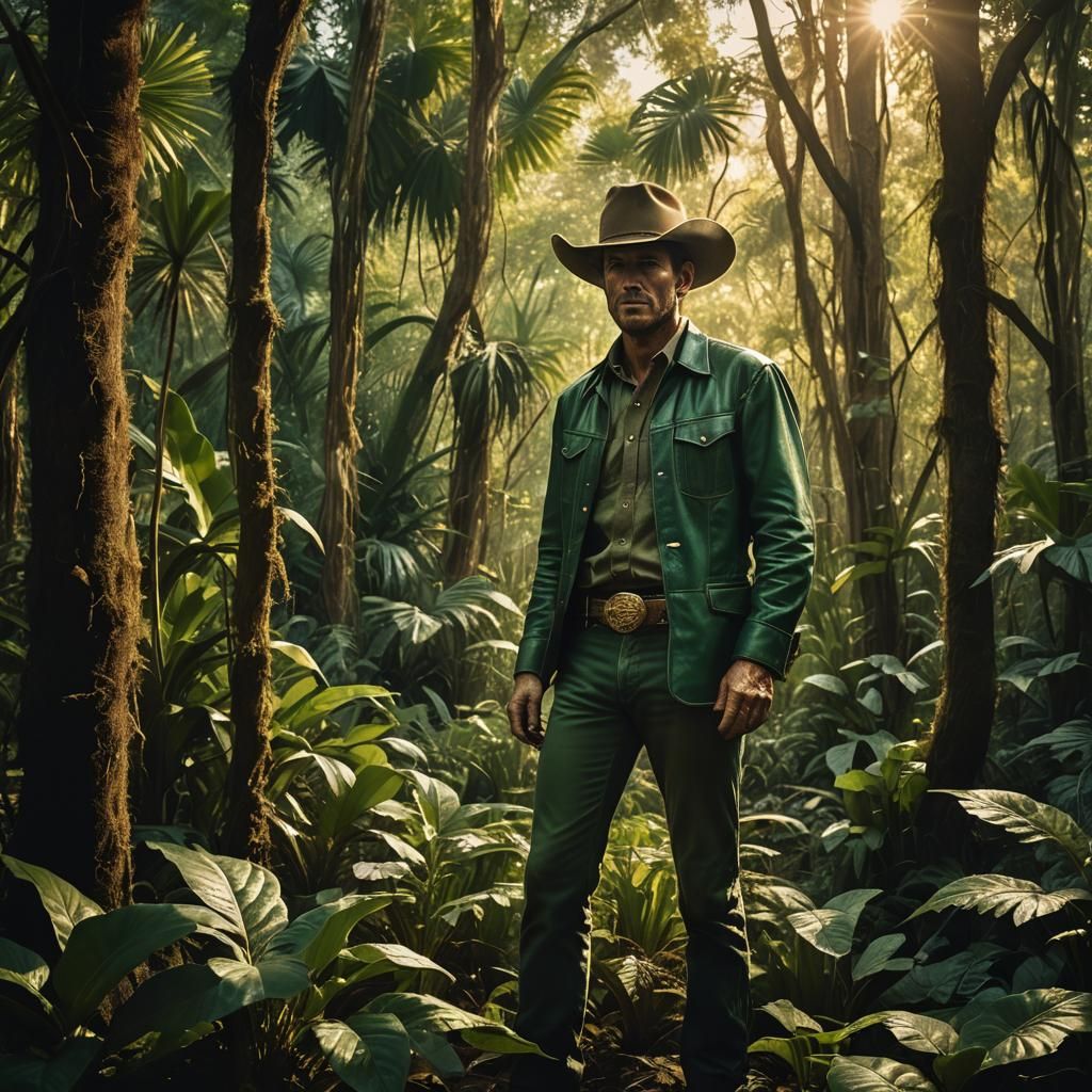 Cowboy in Jungle: Western Surrealism in Golden Light