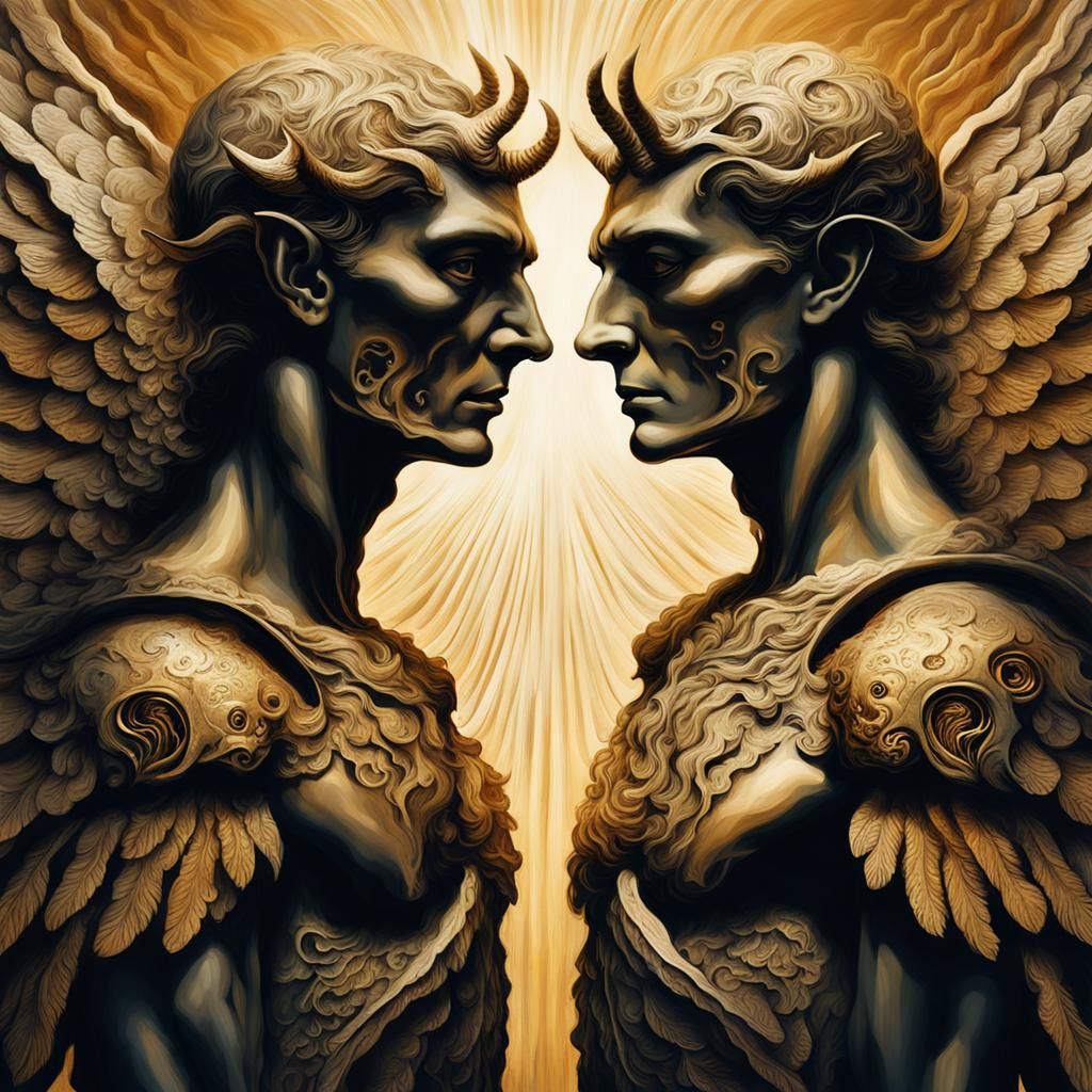 Angels and Demons Face Off in Surreal Style