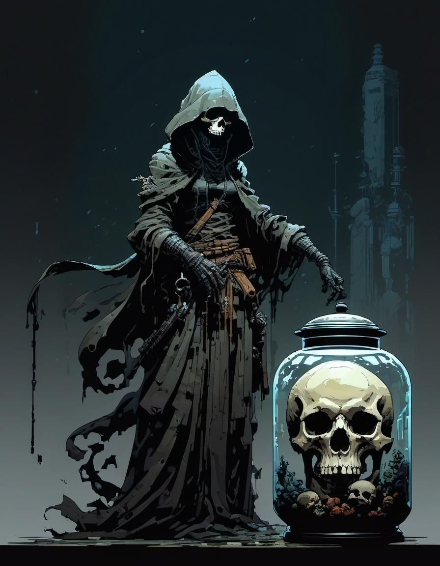 Menacing Hooded Figure in Pixel Art Style