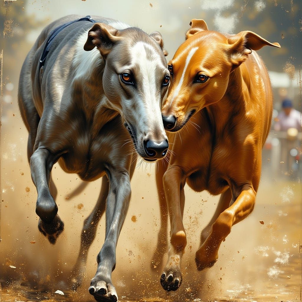 Greyhounds Photo Finish: Dynamic Animal Portrait