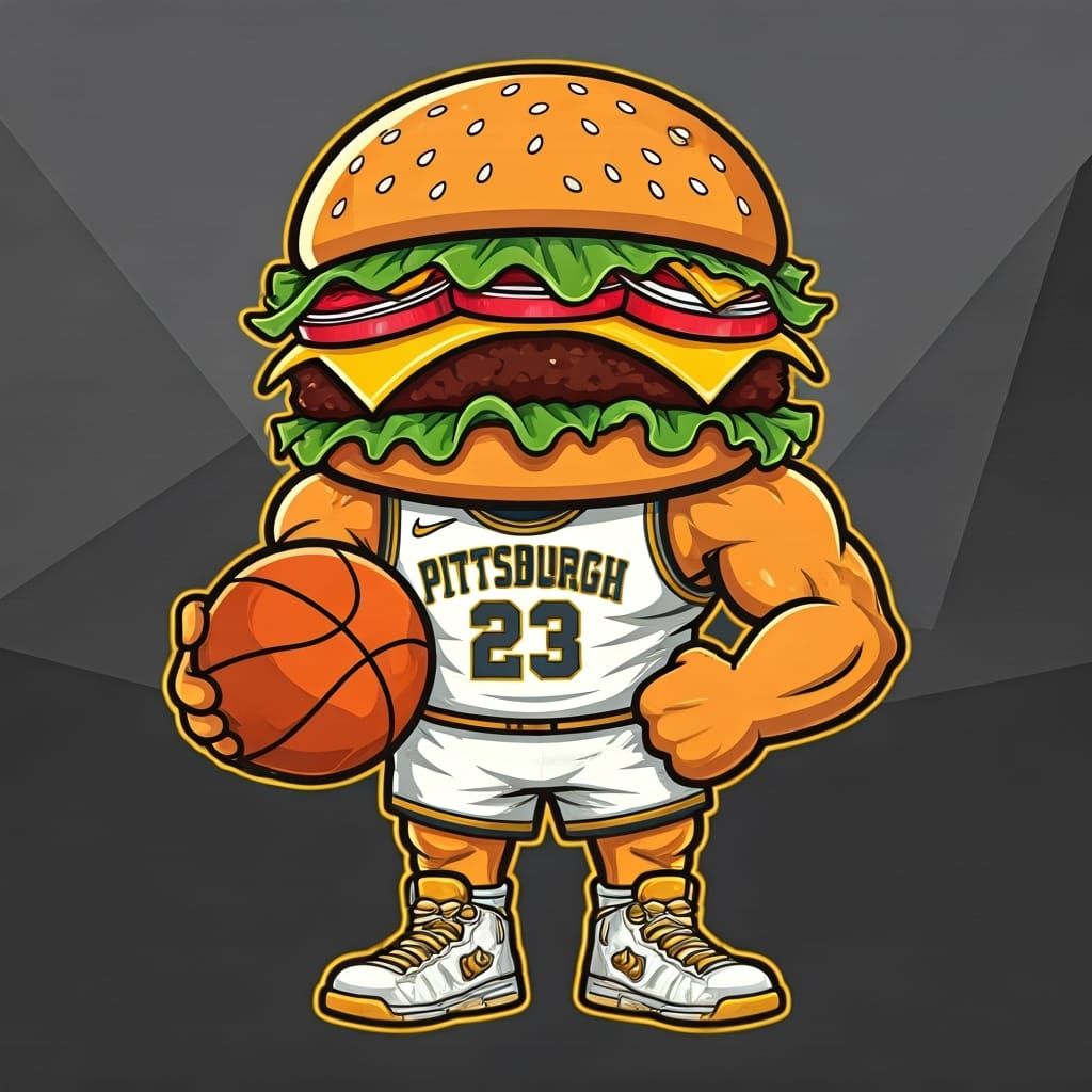 Pittsburgh Golden Burgers Mascot in Vibrant Illustration