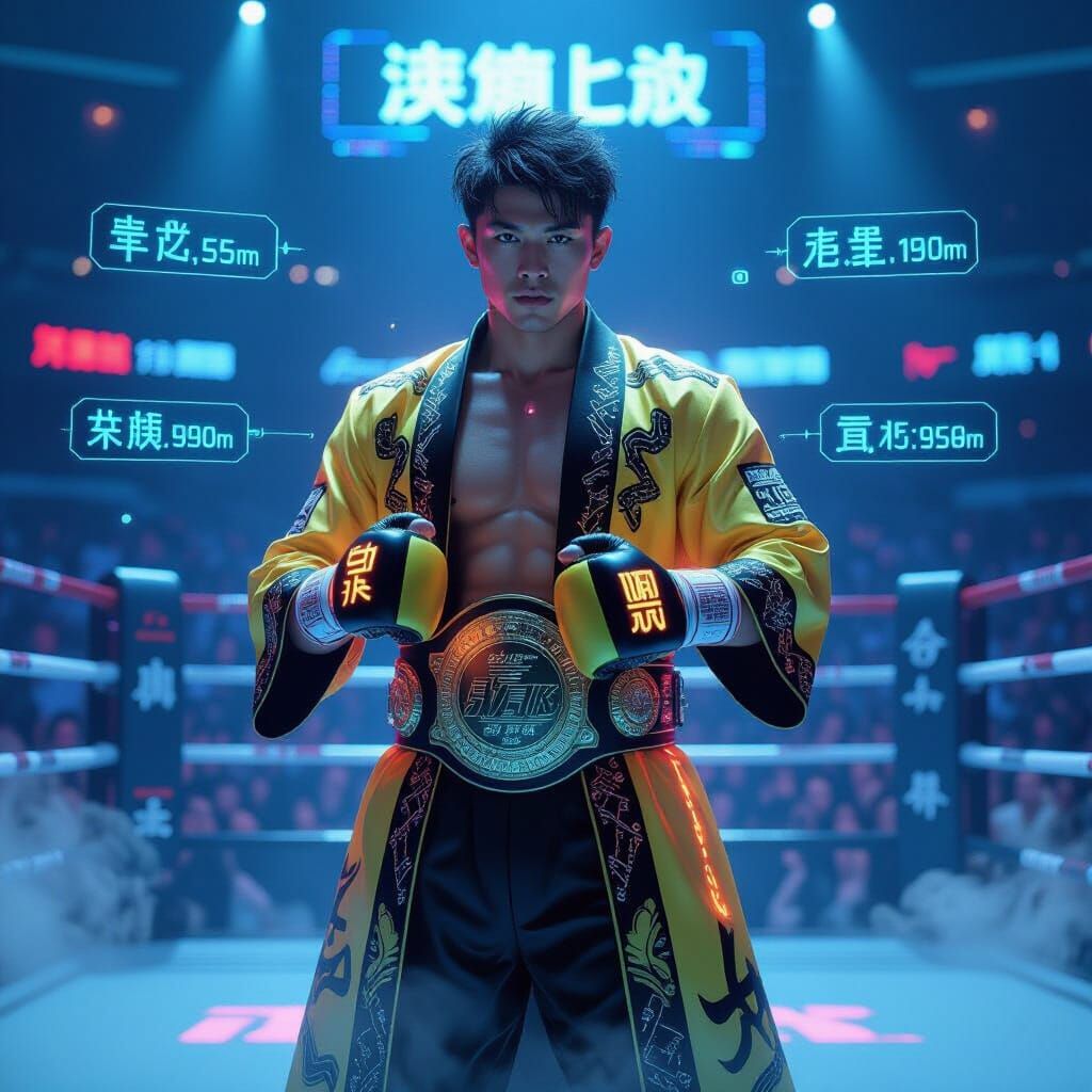 Naoya Inoue in a Futuristic Anime Style Arena