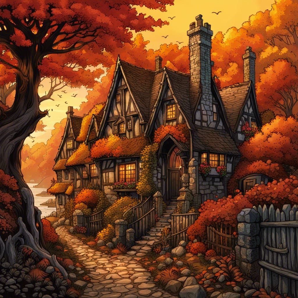 Gothic Cottagecore Village by the Sea