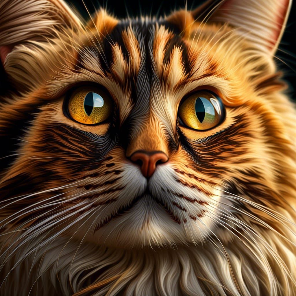 Hyperrealistic Calico Cat Portrait in Surrealist Style