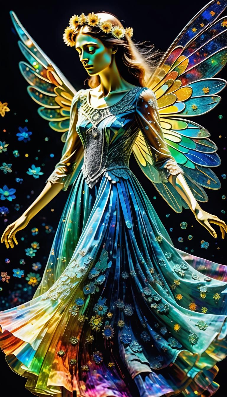 Night Owl Angel in Flight: Van Gogh Inspired Art