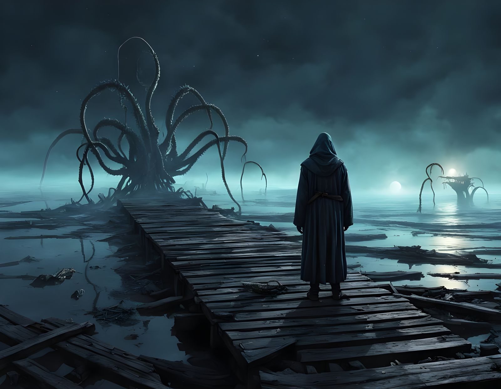 Eldritch Pier, a Dark, Gothic Scene