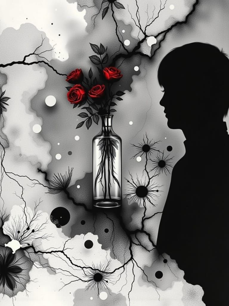 Vibrant Red Roses in Clear Vase, Luminous Oil Painting