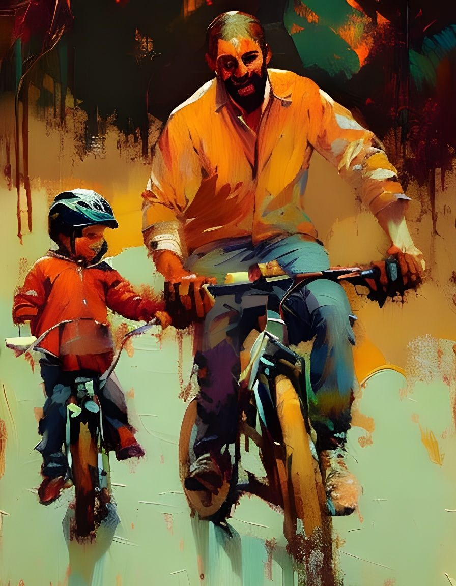 Father and Son Bike Ride as Speedpainting