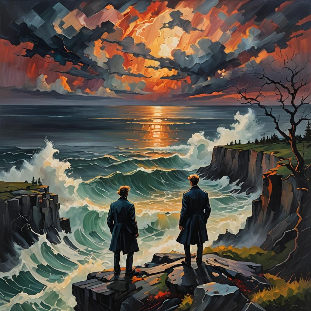 Surreal Seascape with Figure in Abstract Expressionism