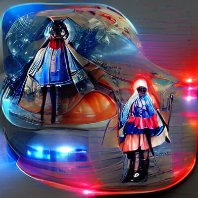 Futuristic Saturn in Cyberpunk Style with Red Lights