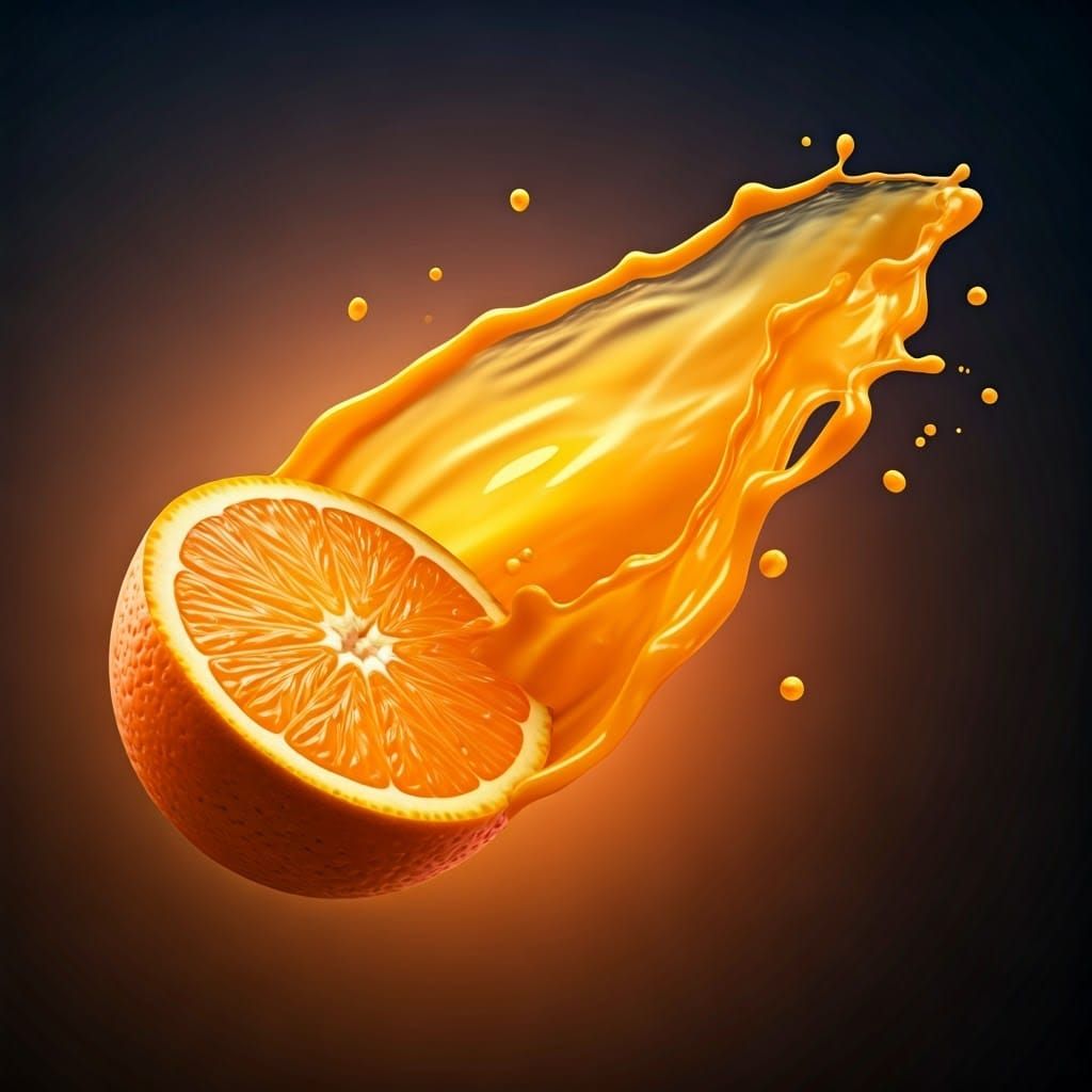 Vibrant Orange with Bursting Juice Splash