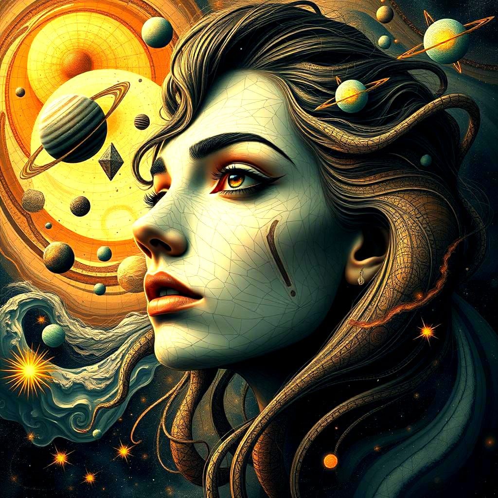 Surreal Cosmic Portrait in Surrealist Style