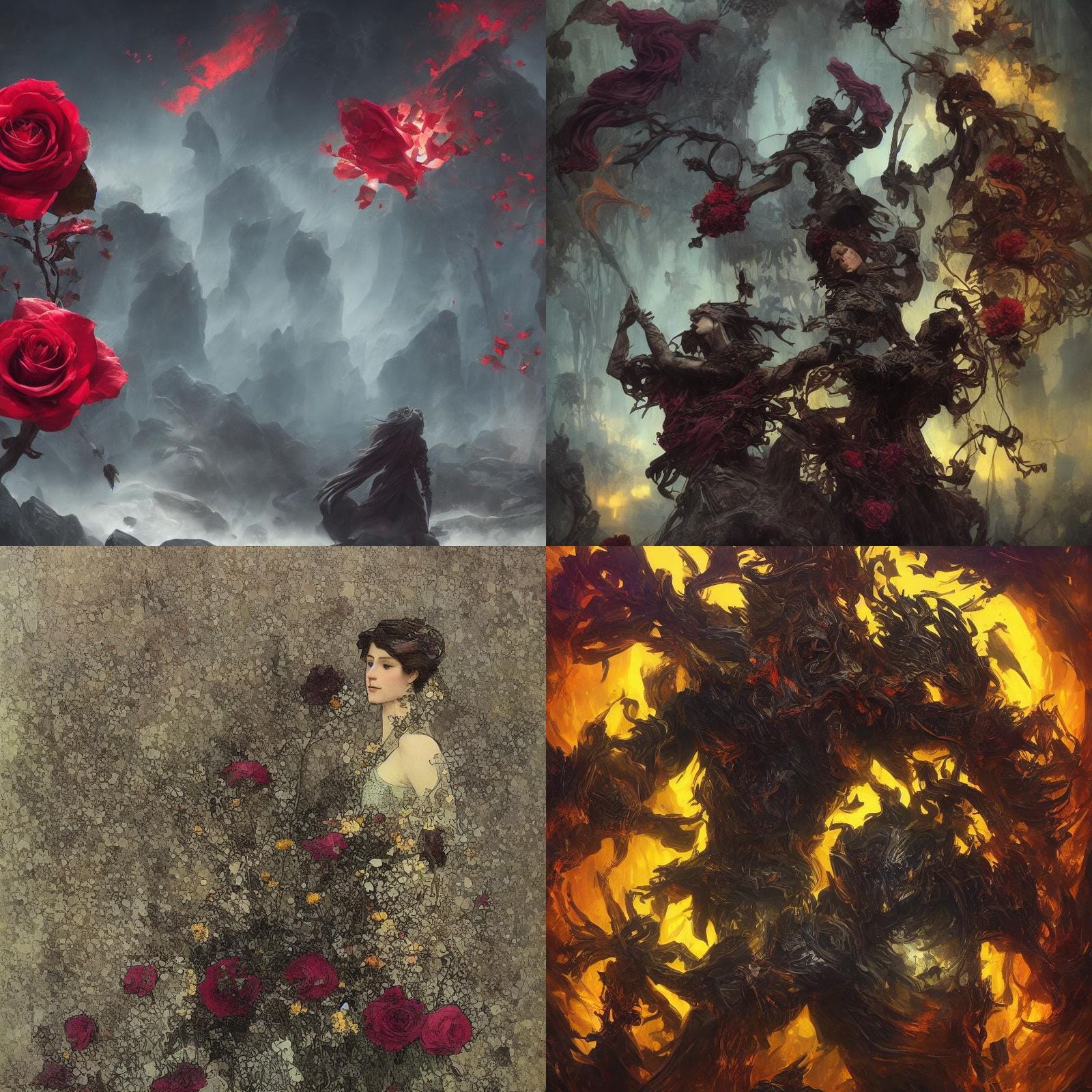 Stone Figure Emerges Holding Rose and Flag