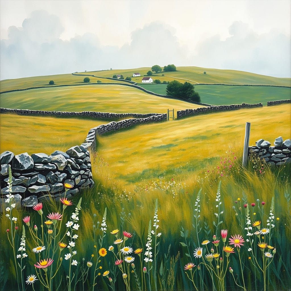 English Moor Landscape in Egg Tempera