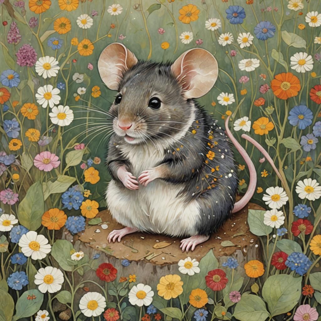 Mouse Collects Summer Colors: Art Nouveau Style