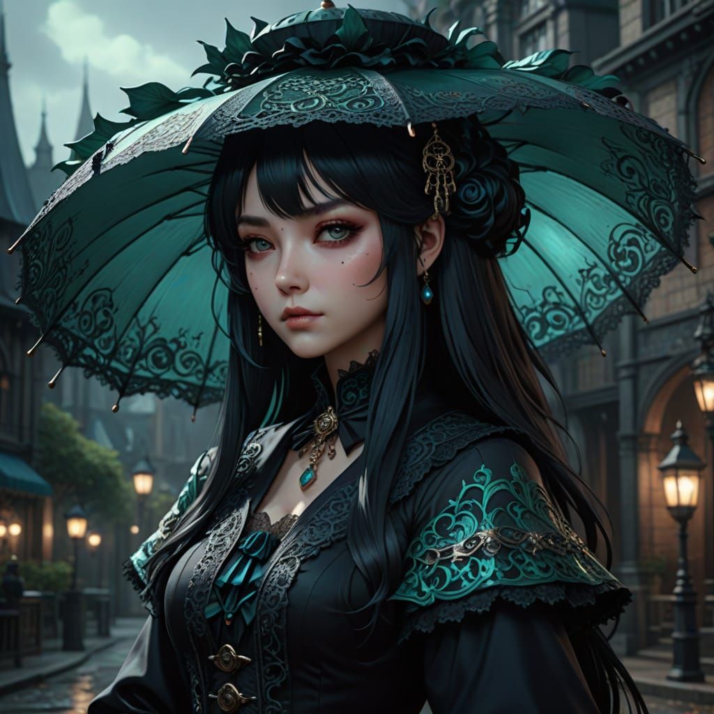 Gothic Lolita Beauty with Draconic Traits