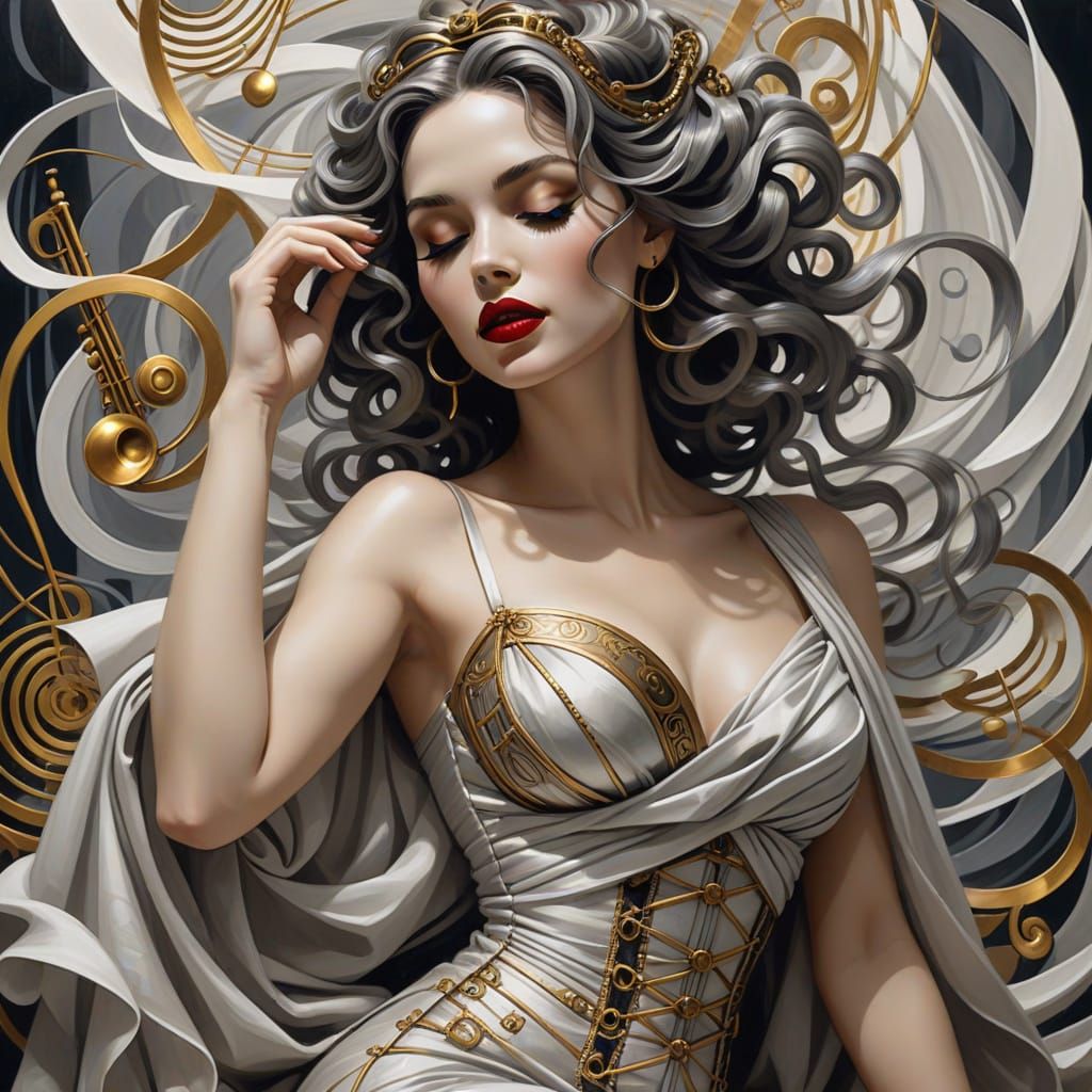 Chibi Woman in Vivaldi and Tim Burton Cartoon Style