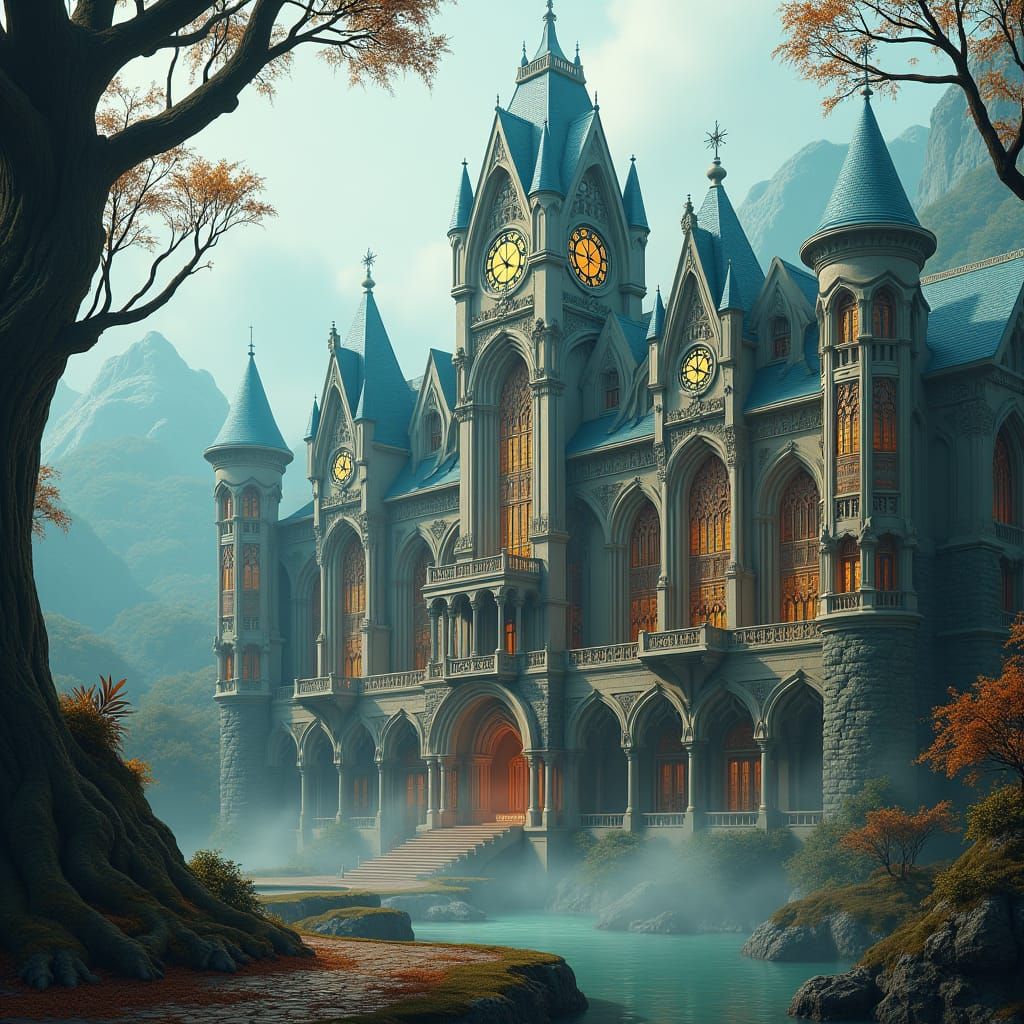 Ornate Tobacco Company in Gothic Art Nouveau Style