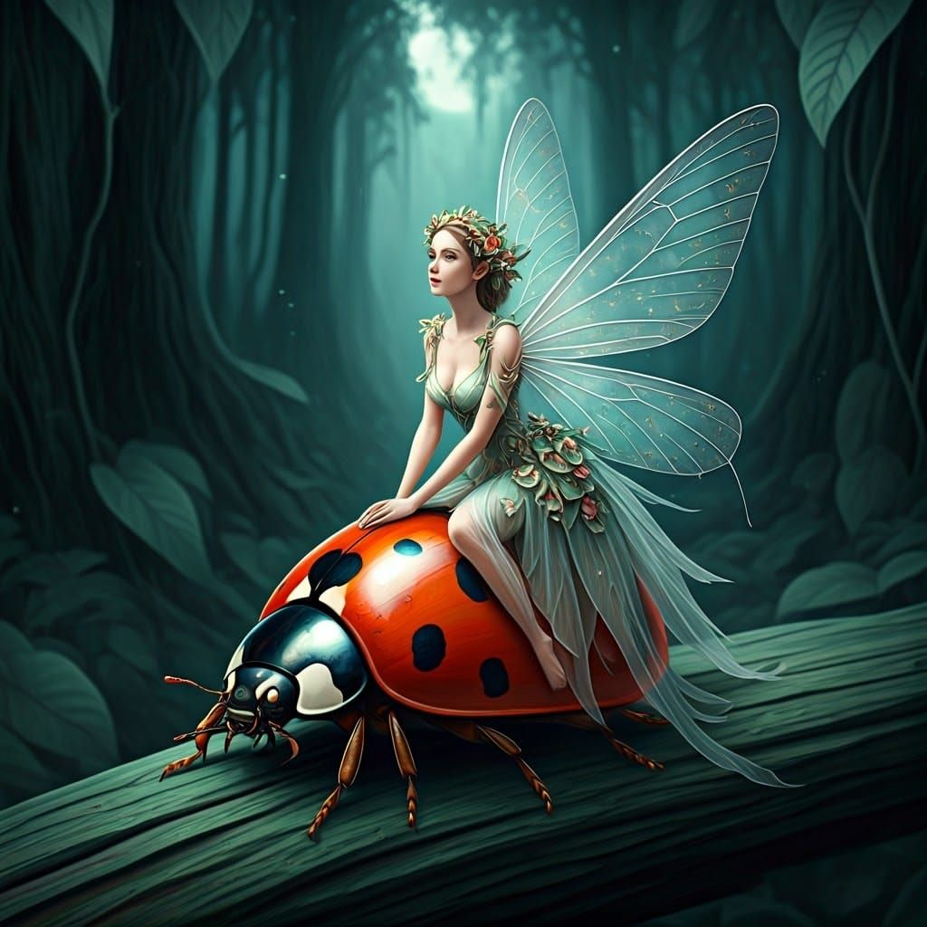 Fairy Riding Ladybug