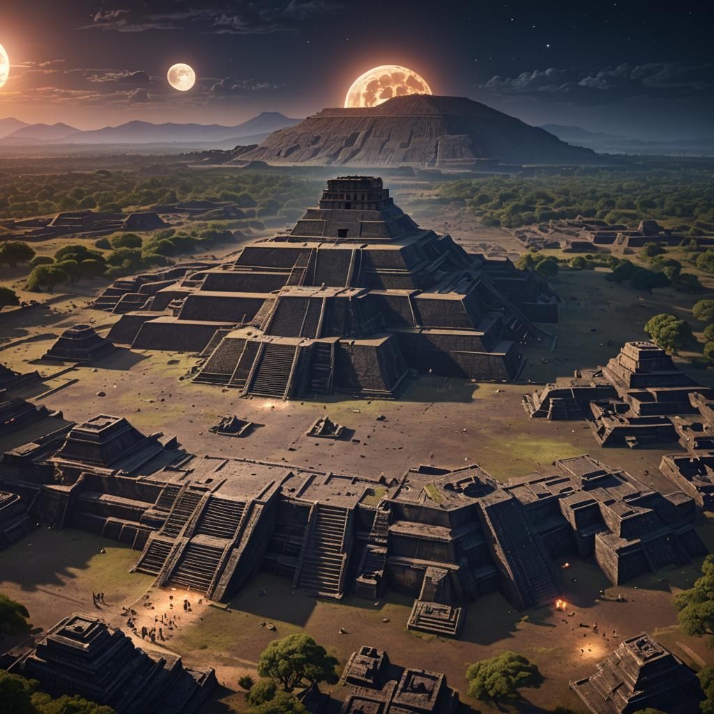 Teotihuacán Interstellar Hole Under Full Moon